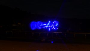 Lasershow Countdown auf Wasserleinwand